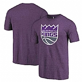 Sacramento Kings Heather Purple Distressed Team Logo Fanatics Branded Tri-Blend T-Shirt,baseball caps,new era cap wholesale,wholesale hats